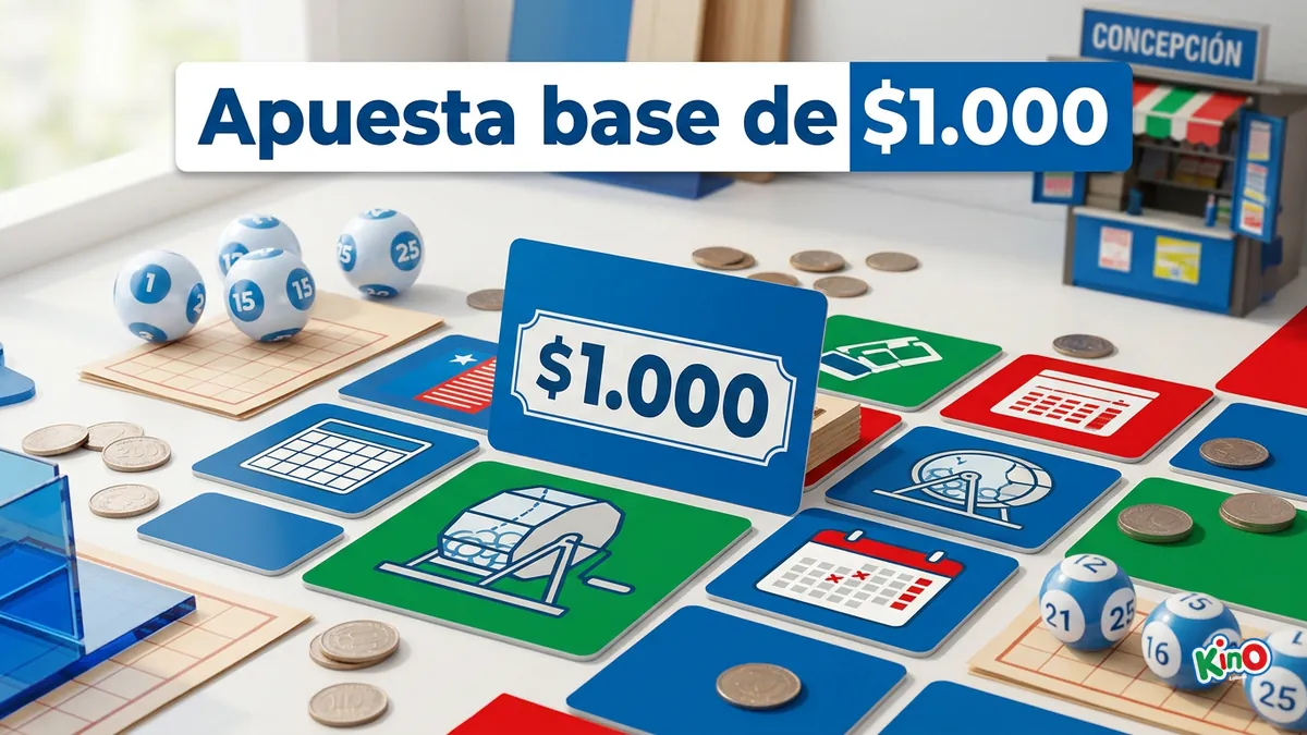 Apuesta base de $1.000 en Kino: tarjeta con íconos de qué incluye