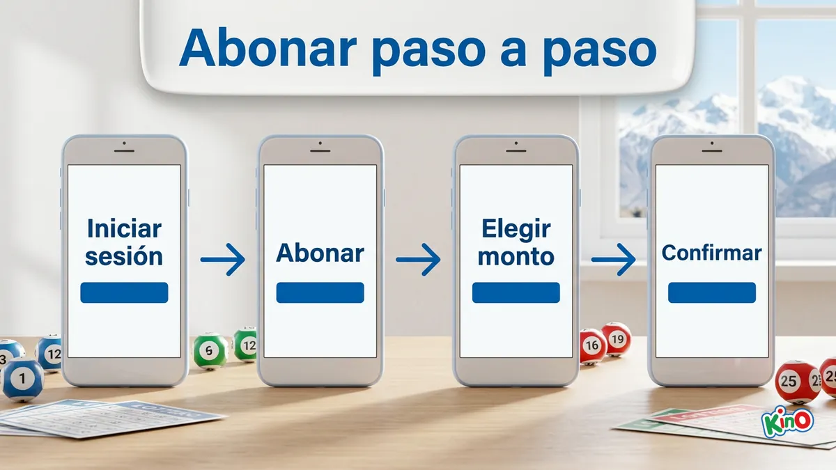 Pasos para abonar en loteria.cl y jugar Kino, en cuatro pantallas del celular