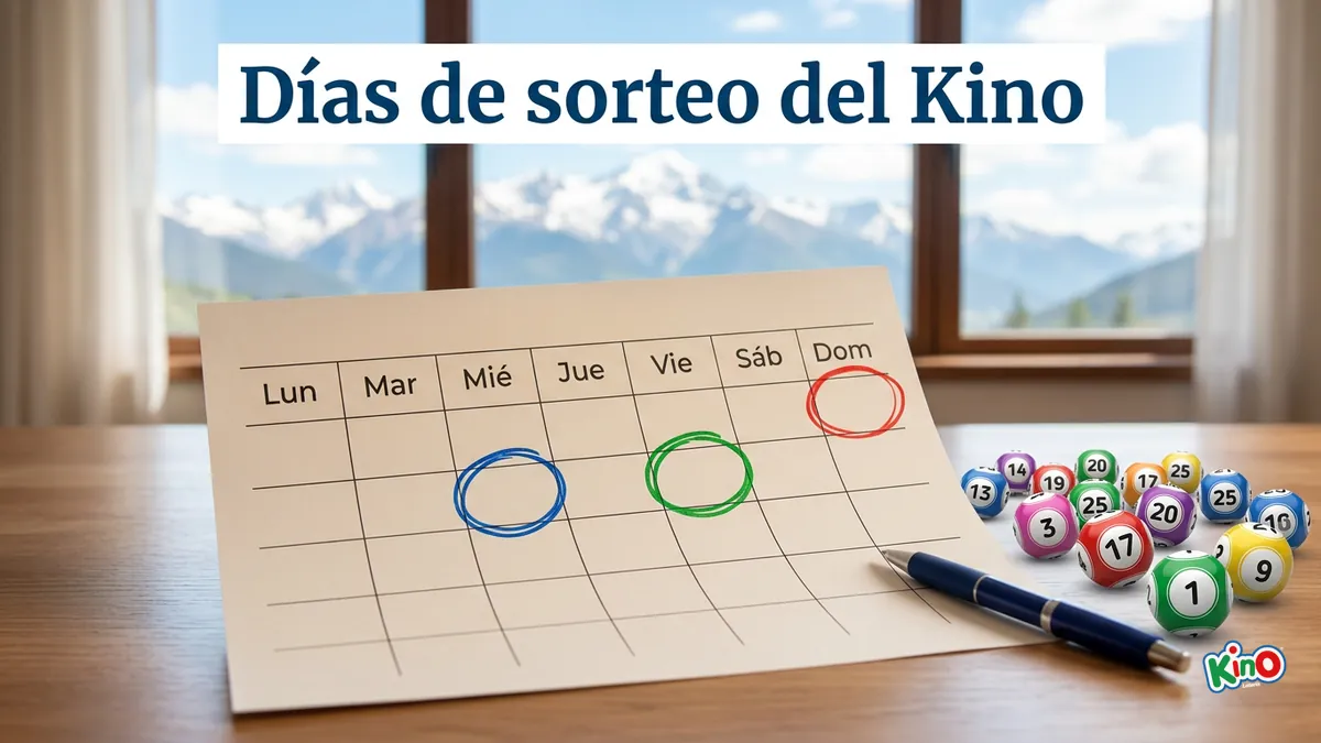 Calendario semanal con los días de sorteo del Kino en Chile