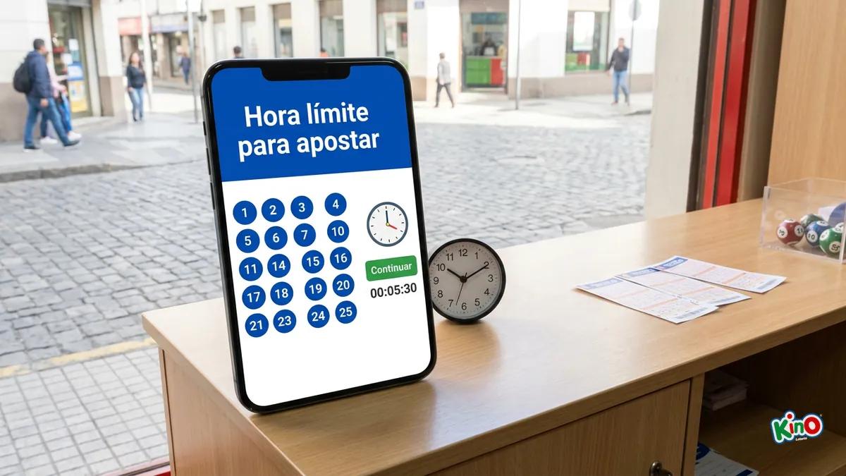 Teléfono con cuenta regresiva de la hora límite para apostar Kino online