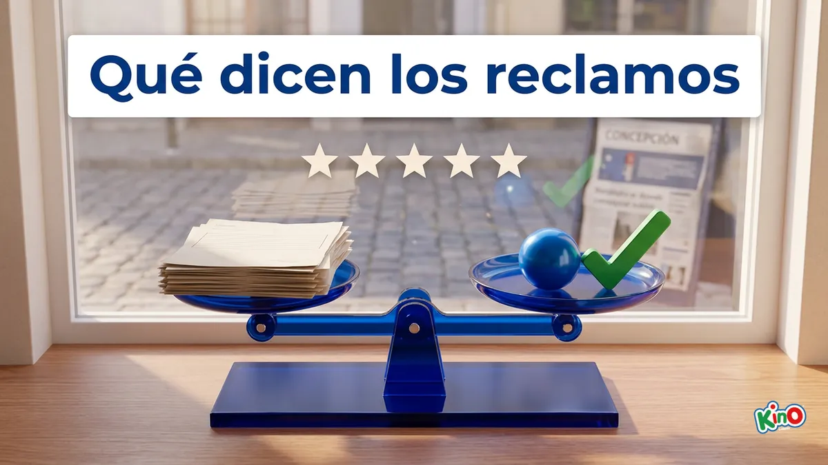 Balanza con hojas de reclamos y una bola azul: lo que dicen los reclamos sobre el Kino