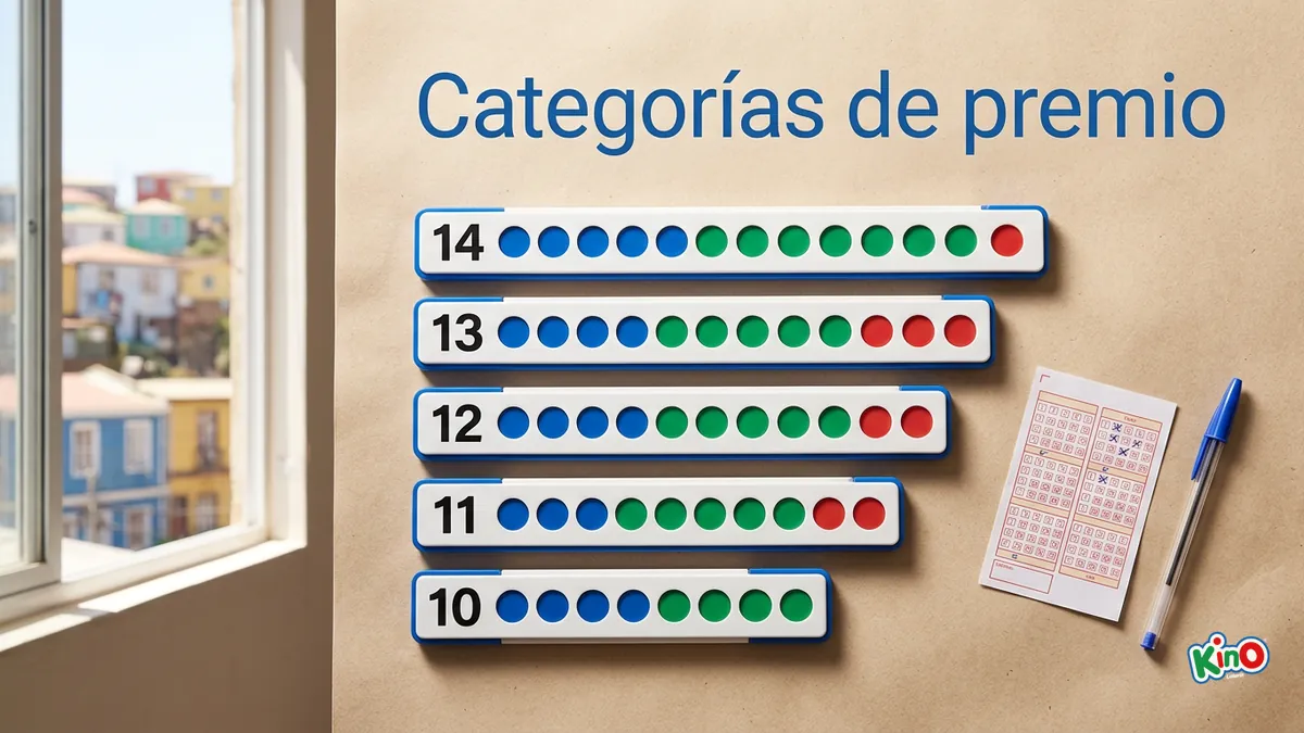 Escalera de categorías de premio del Kino de 10 a 14 aciertos